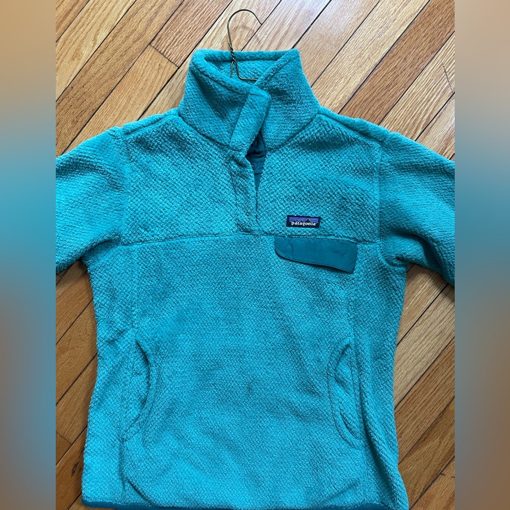 Patagonia Turquoise Fleece, Re-Tool Half Snap, Size Small, Turquoise/Blue
